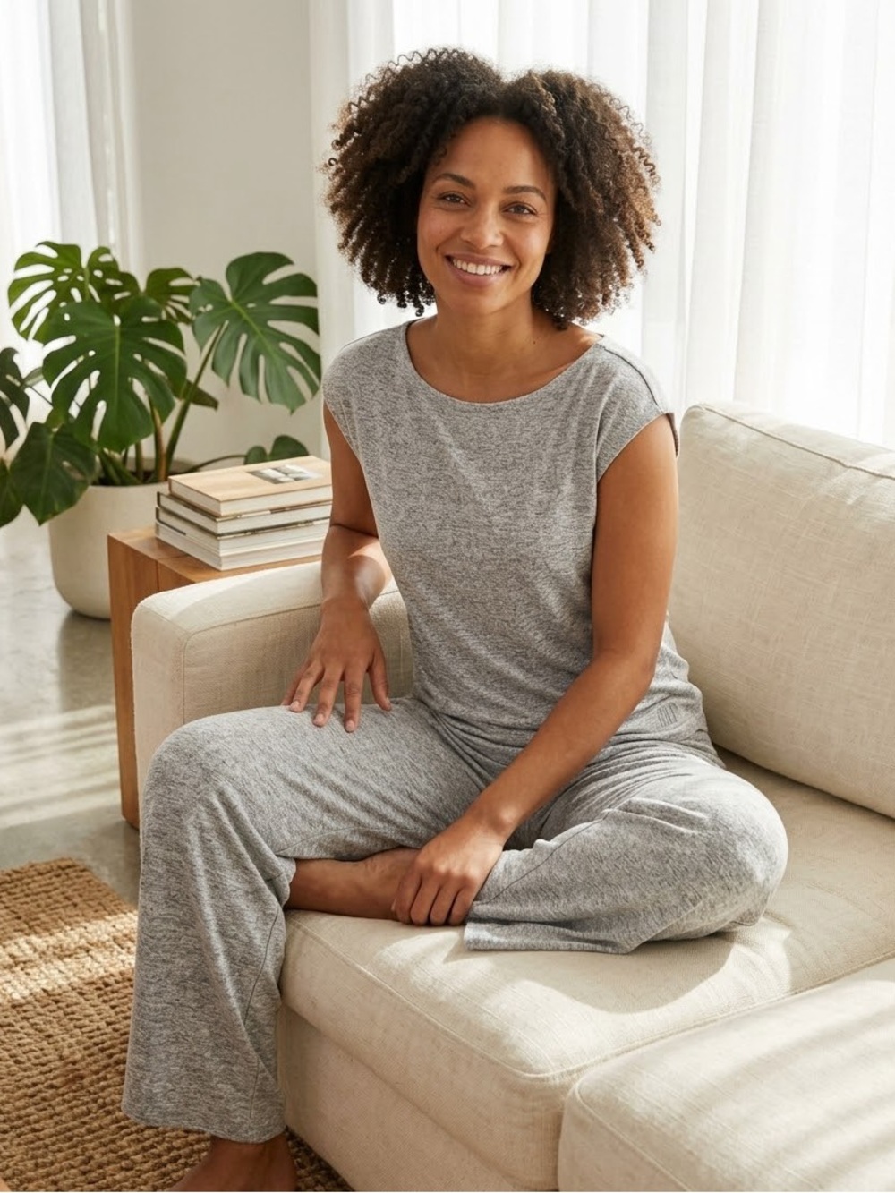 GAP Heather Gray SoftSpun Loungewear Set Top Pants Comfortable Sleepwear S